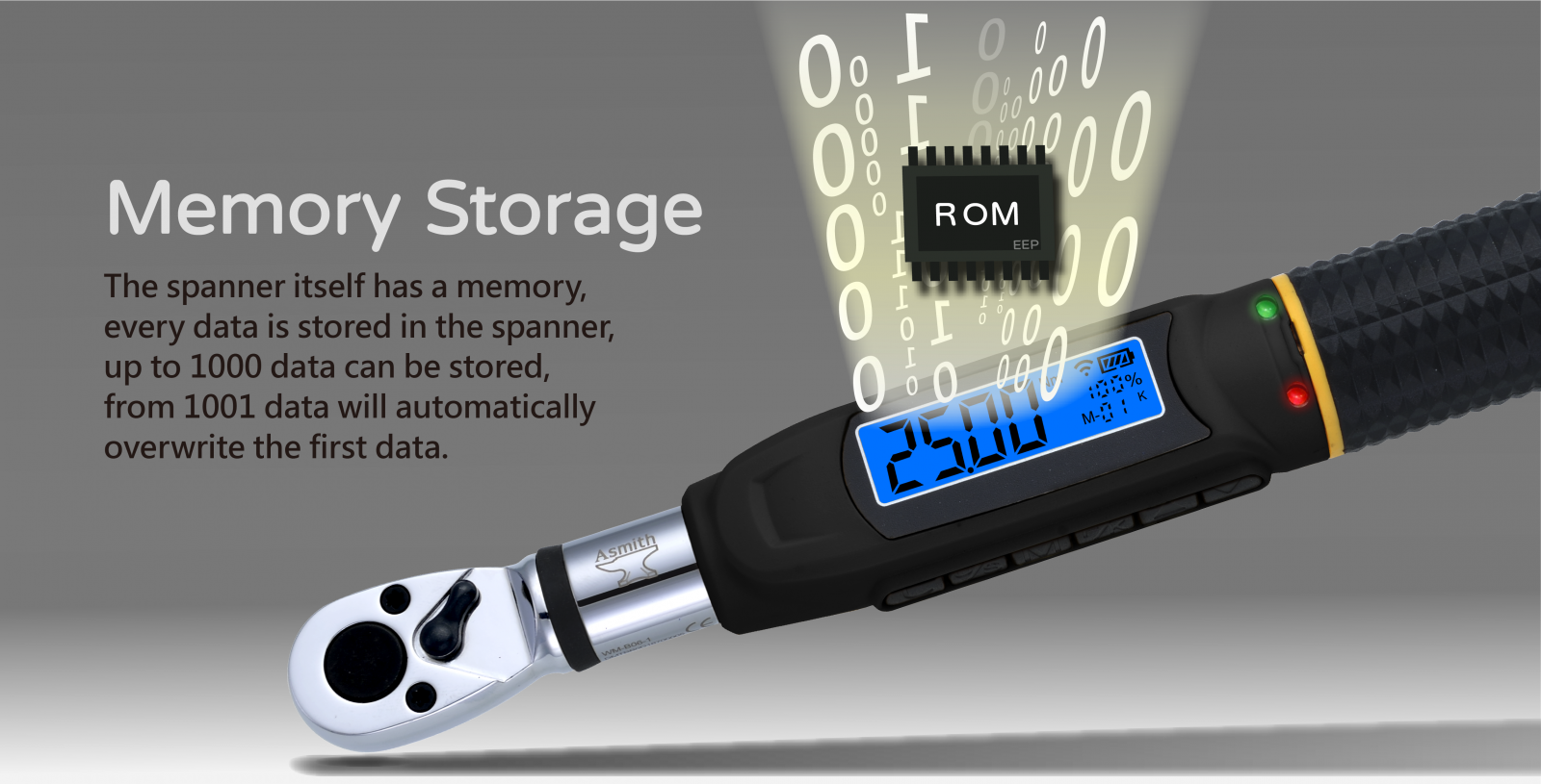 【Memory Storage】 The wrench itself has built-in memory, storing each data entry within the wrench, with a maximum capacity of 1000 entries. Starting from the 1001st entry, it will automatically overwrite the first entry.