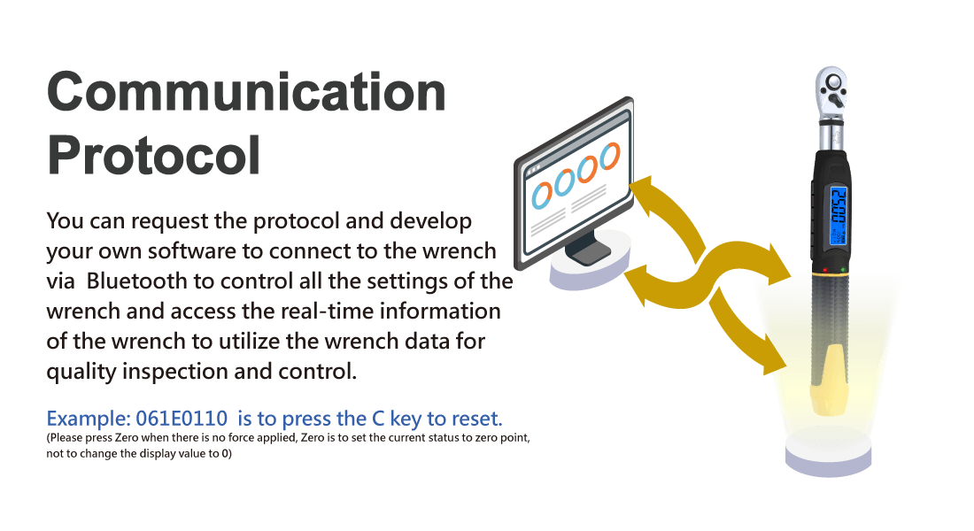 You can request the protocol and develop your own software to connect to the wrench via  Bluetooth to control all the settings of the wrench and access the real-time information of the wrench to utilize the wrench data for quality inspection and control. 