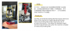 Heavy-duty anti-vibration leveling mount with an adjustable center screw for easy height adjustment via a wrench.